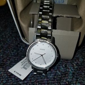 FOSSIL NEELY Pearl Face Rhinestone Stainless Watch